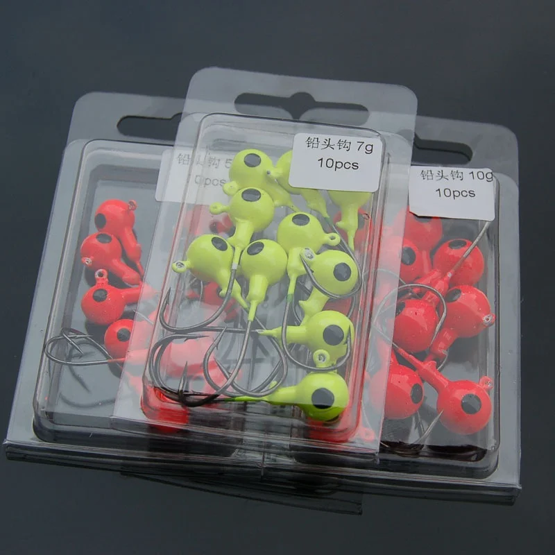 10pcs/set Fishing Hook Colorful Lead Round Jig Head Fishing Lures Bait Hook Fish Tackle Fishing Hooks For Sea River Lake New
