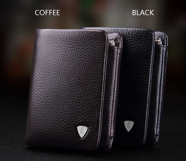 Мужской кошелек со складным отделением из натуральной кожи на молнии с карманом для монет, мужской деловой короткий кошелек от ведущего бренда, 3 складки, дизайн