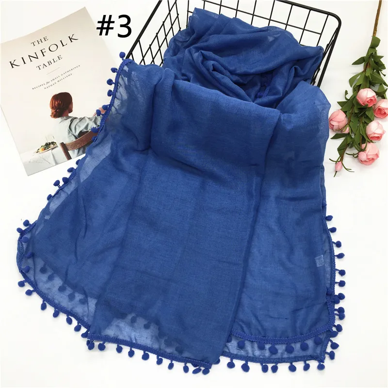 Однотонный вискозный шарф хиджаб Crinckle Scarfs плиссированные палантины - Цвет: light blue