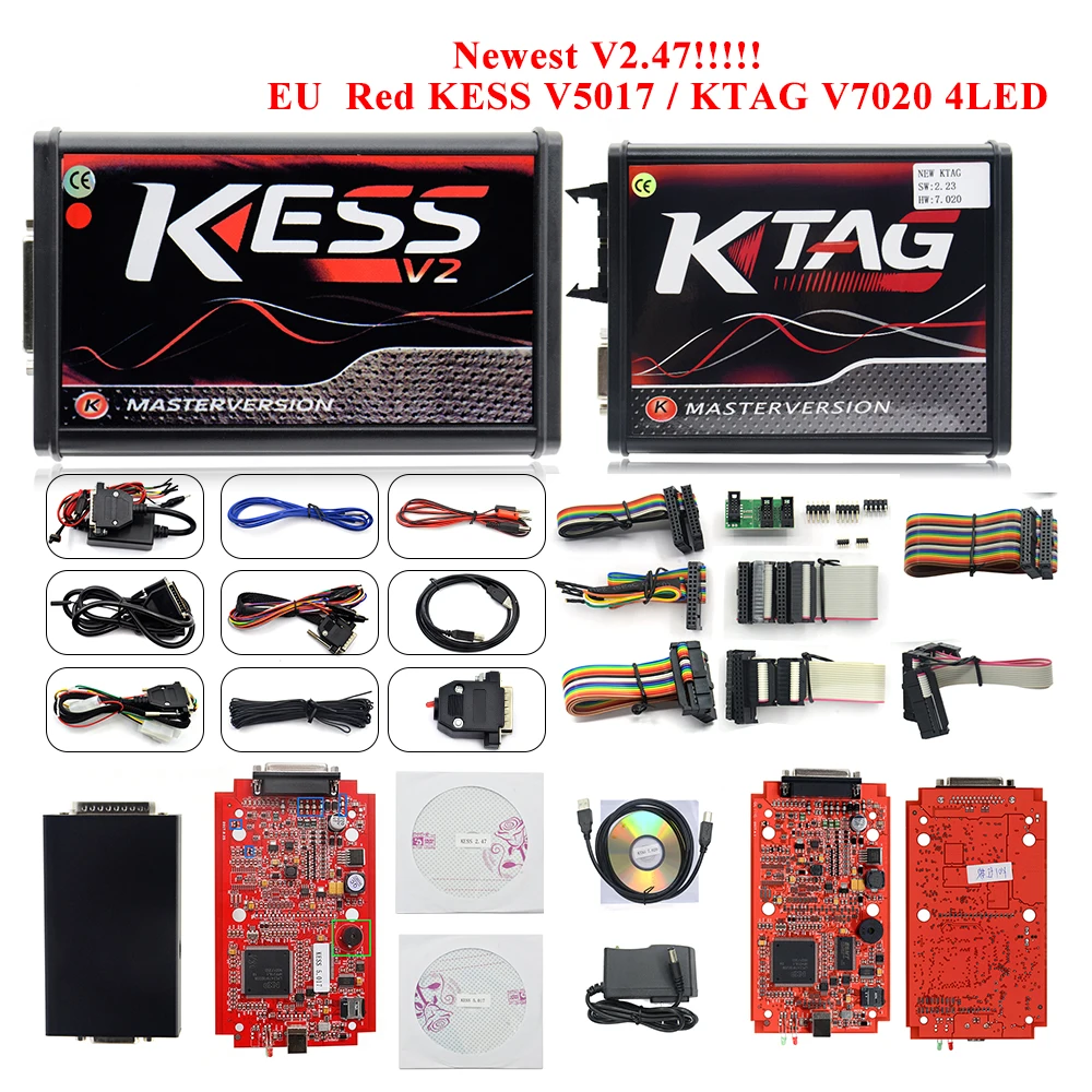 Красный KESS V2 V5.017 V2.47 ECU чип тюнинг ЕС Мастер онлайн KESS 5,017 KTAG 7,020 менеджер Тюнинг Комплект для автомобиля грузовика