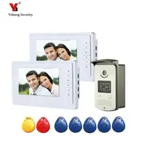 Yobang Security freeship 7″ Video Intercom Door phone System With 2 White Monitor+5 pcs RFID Card Reader Door Camera WHOLESALE