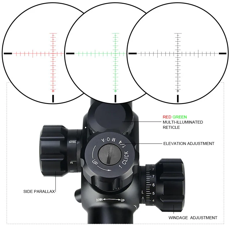 Гарантия качества Тактический Сторона Фокус область 6-24x42 sfirf прицел красный/зеленый прицел Сетка Охота gz10282