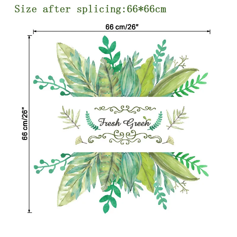 Tofok свежие зеленые листья Наклейка на стену дверь холодильник наклейка гостиная установка Настенная роспись ПВХ наклейка для декора мебели