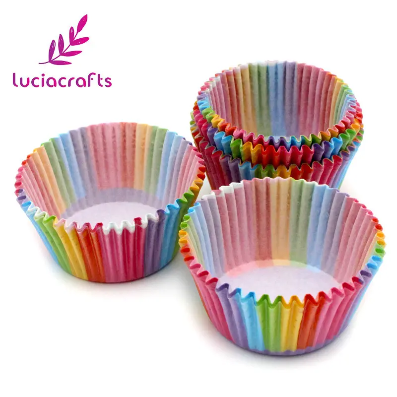Lucia crafts Rainbow color cupcake liner baking cup cupcake paper cake