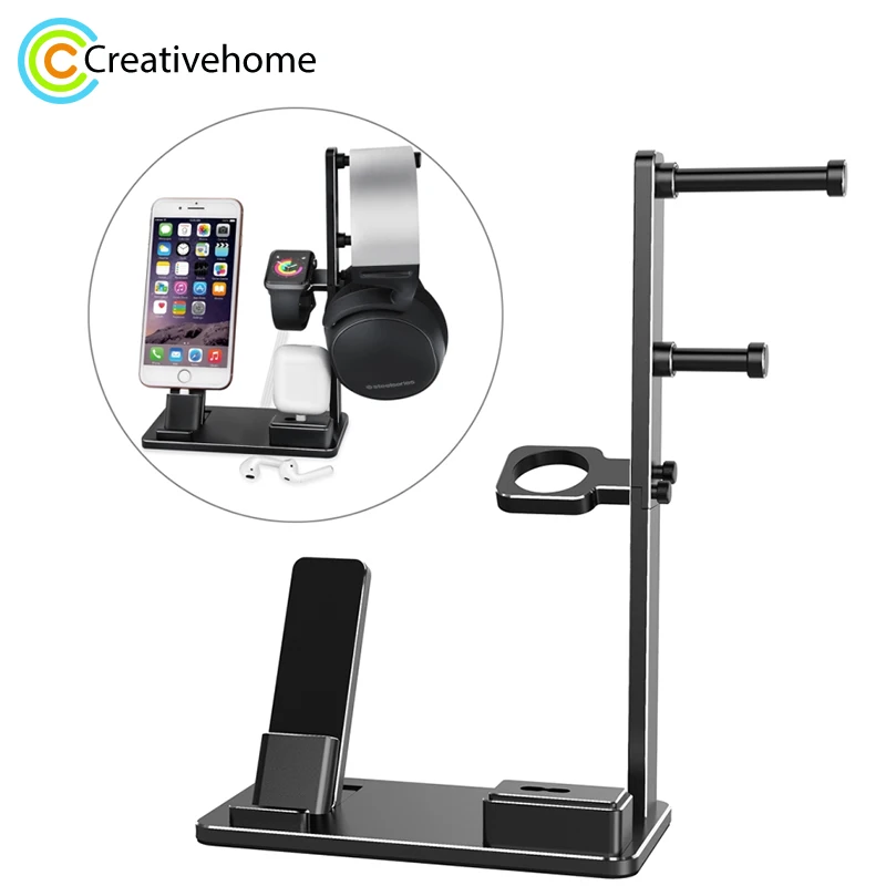 

6 in 1 for iphone Aluminum Alloy Charging Dock Stand Holder Station for Apple Watch Series, AirPods, for iPad and headphones