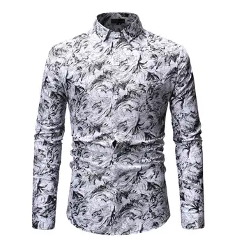 

MarKyi men's shirts fashion 2019 spring new 3d compression casual shirt men long sleeve regular fit men