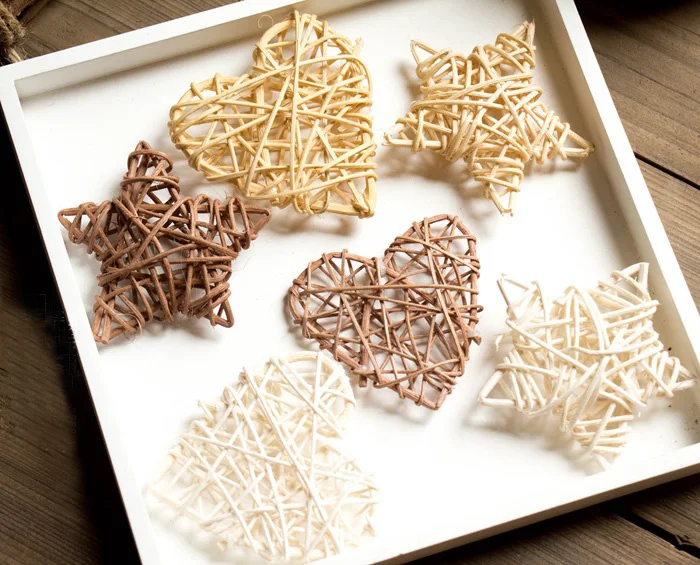 

6pcs/lot 7cm Rattan star heart Sepak Takraw For Christmas Birthday Party Home Wedding Party Decoration/Q025/model/toy