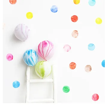 

29pcs=1set Children Room 6cm Dot Watercolor Wall Sticker Color Circle Wall Decal Cute Art Stickers For Kid's Bedroom Gift