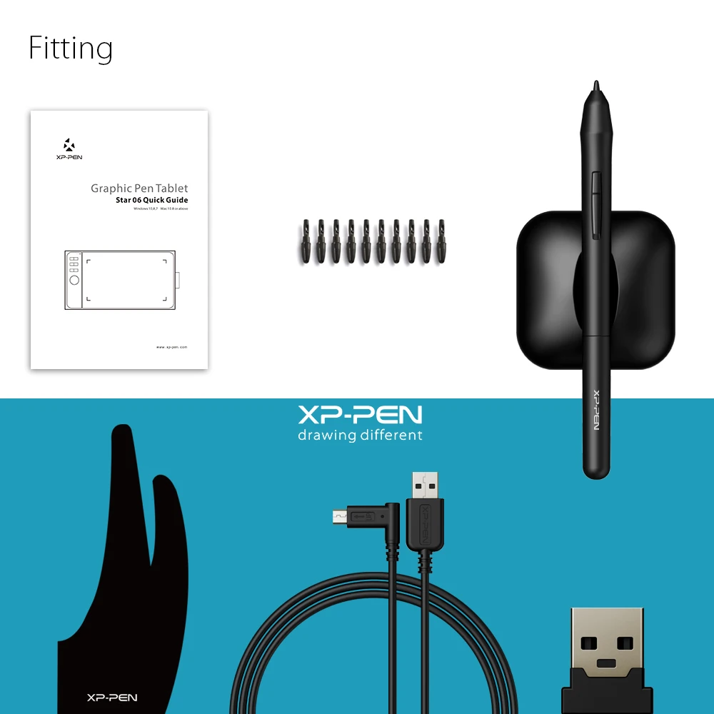 XP-pluma estrella 06 gráficos del dibujo de la tableta con 8192 niveles de presión sensibilidad tanto con cable y modo inalámbrico diseño con de clave - 6