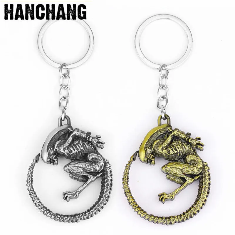 

HANCHANG Horror Movie Jewelry Game Aliens Predator AVP Keychain Ring Key Holder Alien Queen Pendant Key Chain Chaveiro Souvenir