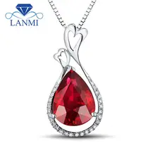 Loving Solid 18K Белое Золото с подогревом Рубин кулон ожерелье настоящий алмаз драгоценный камень ювелирные изделия для женщин Свадебная вечеринка