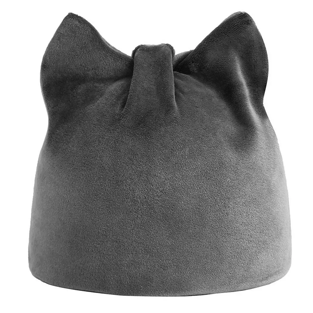

Warm only Solid Hats Dark Winter Khaki Cat Headwear wash red Stretchy Hand Women Soft Wine gray Black Ears-Shaped