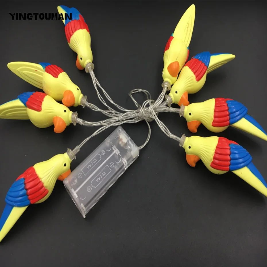 YINGTOUMAN Cute Parrot Battery Powered 10LED Lamp Festive Holiday Party