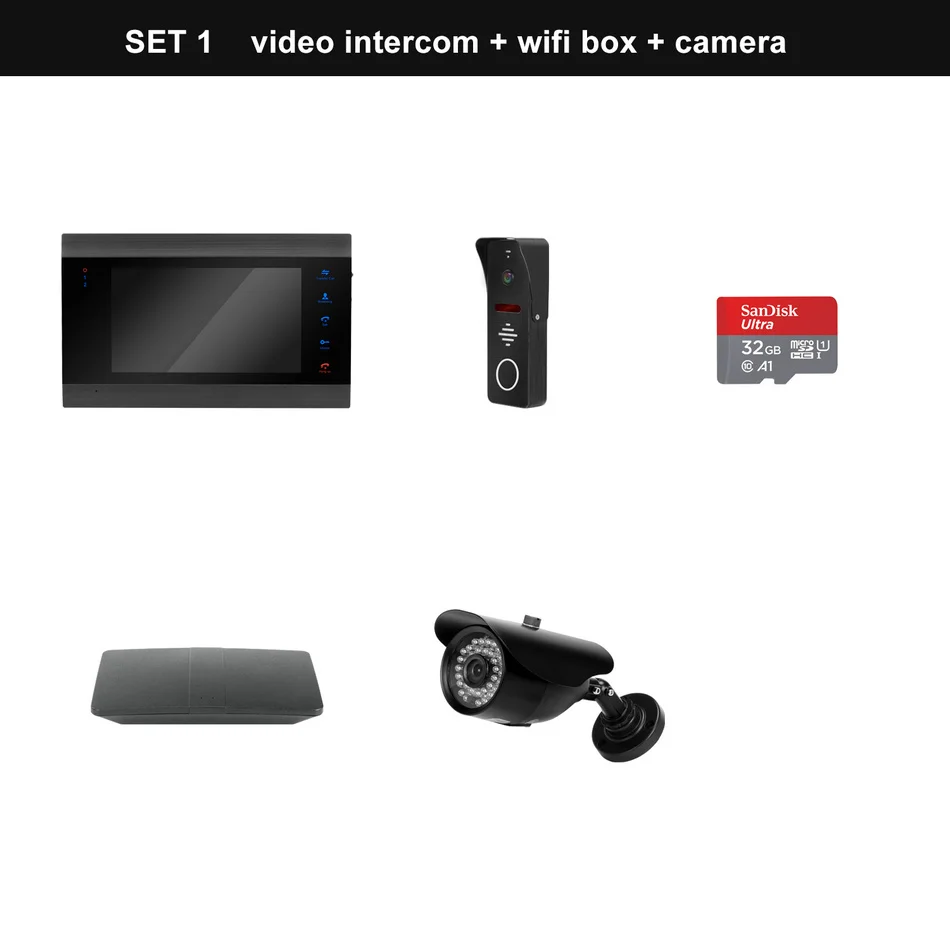 SET 1 7 дюймов видео домофон, управление доступом Системы с поддержкой Wi-Fi беспроводная IP Поддержка дистанционная Разблокировка для мониторинг системы домашней безопасности Наборы - Цвет: SET 1