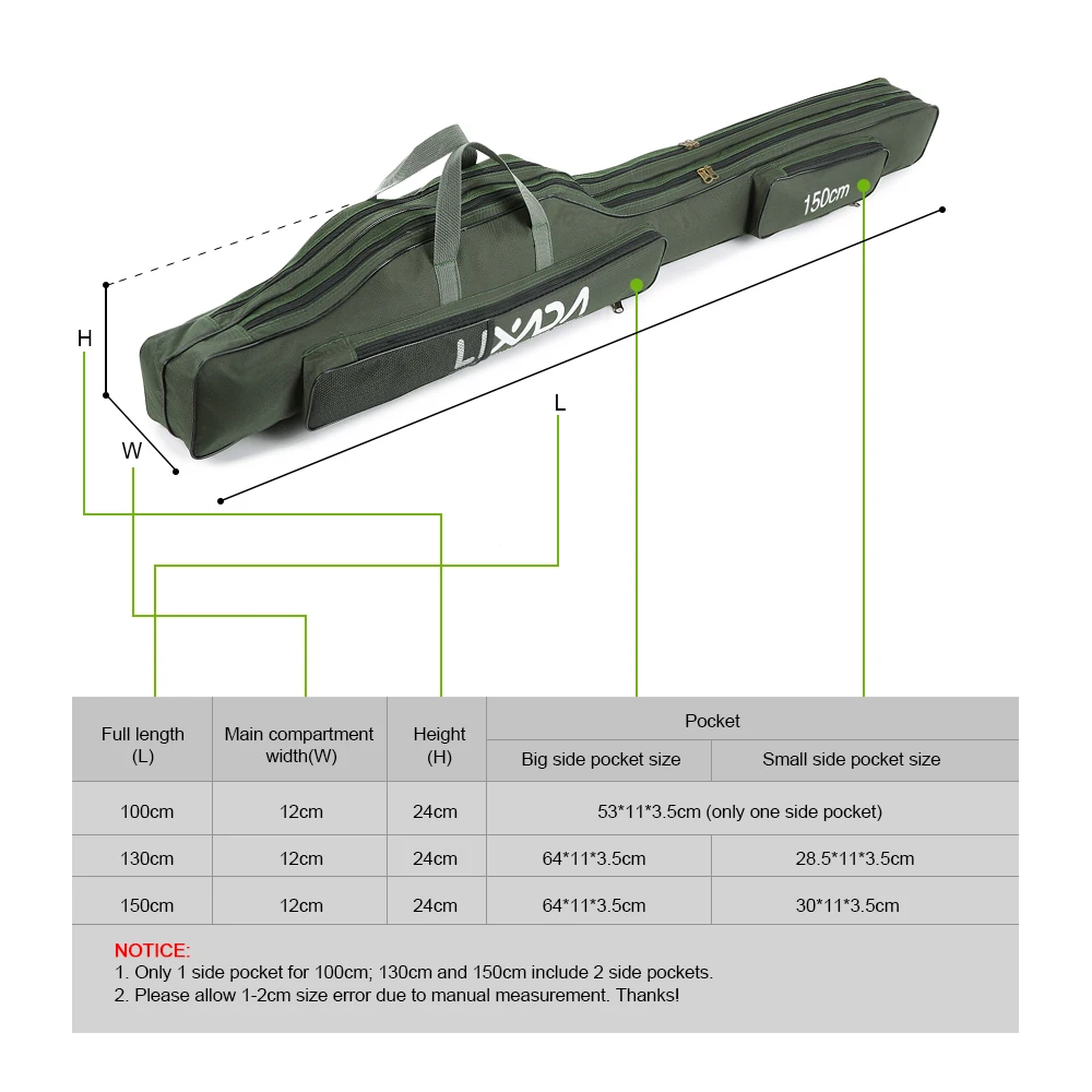 Сумка для рыбалки Lixada, 100 см/130 см/150 см, переносная складная сумка для удочки, чехол для рыбалки, сумка для путешествий, сумка для хранения