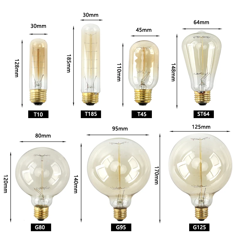 Ретро Эдисон лампа 40 Вт 220 В Эдисон свет лампы E27 нить накаливания декоративные лампы Вольфрам домашние освещение