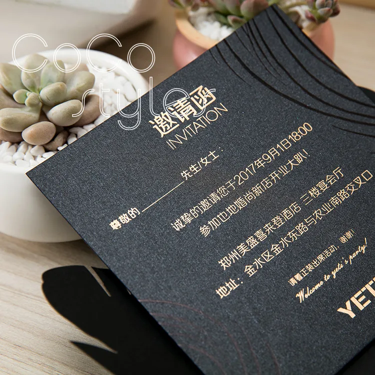  Cocostyles custom mysterious die cut envelope with gold foiling printing invitation card for busine - 32890546266