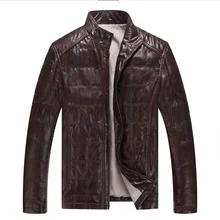 MSAISS зимняя новая мужская овечья кожаная куртка, Теплая мужская кожаная куртка, белый утиный пух, внутри наполненная кожаная куртка