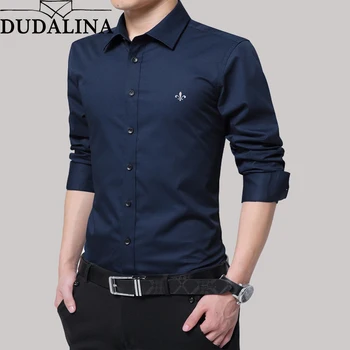 

Dudalina Shirt Men No Pocket 2020 Long Sleeve Male Shirt Cotton Casual High Quality Business Man Shirts Slim Fit Designer Dress