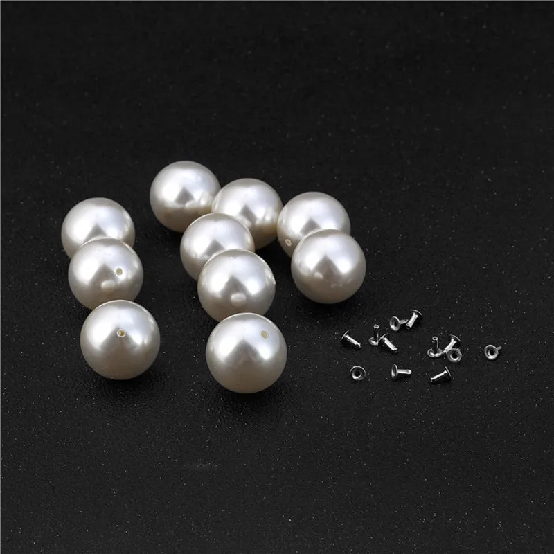 

100PCS/Pack Imitation Pearl Garment Rivets Sewing Garment Handmade Craft Supplies DIY Accessories Material Bag Leather Trim 8MM