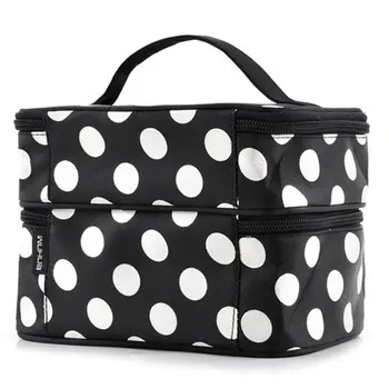 

Black Polka Dots Travel Cosmetics MakeUp Bags Beauty Organiser Toiletry Purse