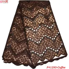 African organza fabric 2018 double organza lace fabric Sequins Swiss voile lace wedding African Dress fabric F4-1293
