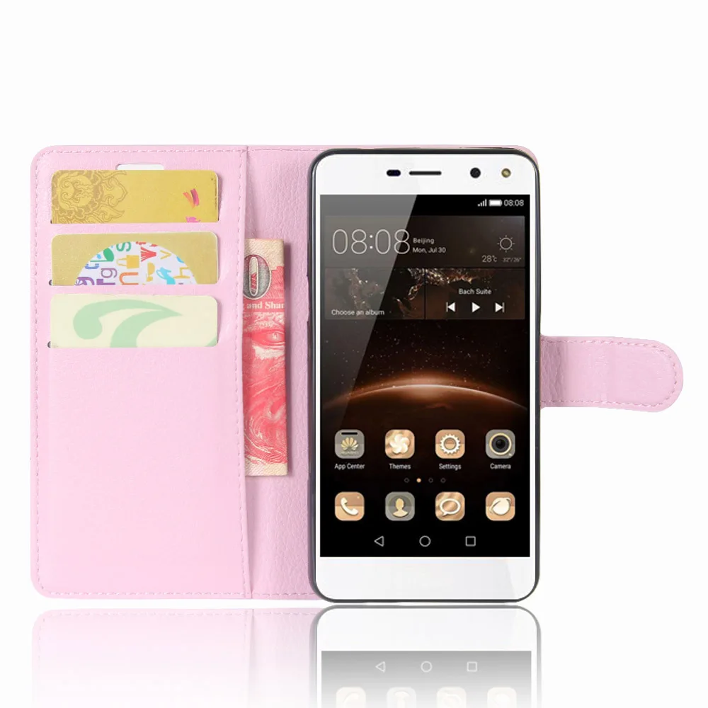 

for Huawei Y5 2017 Case Wallet Style Litchi Texture Flip Leather Cover Case for Huawei Y5 2017 5.0 inch With Stand Function