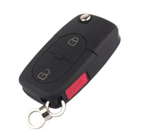 

2+1 Red Panic Buttons Flip Remote Key Shell 3 Buttons (Round )For VW Golf 4 5 6 Passat B5 B6 Polo Bora Touran CR1620