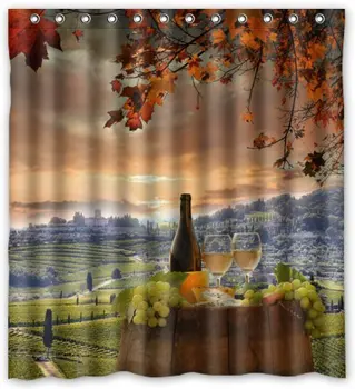 

Outlet-Seller Custom Grape and Vineyard Waterproof Bathroom Fabric Shower Curtain 66" x 72"