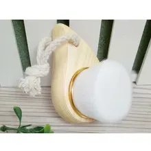 Мягкая щетка для мытья лица из мягкого волокна для очистки пор щетка для ухода за кожей дерево/пластиковая ручка- MS