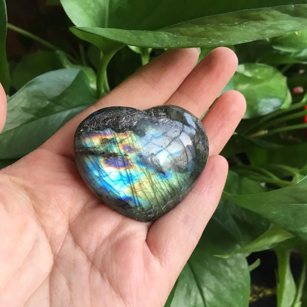 

Natural labradorite point healing heart shape feng shui ornament