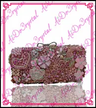 Aidocrystal handmade dazzling pink flower beads clutch handbag for party