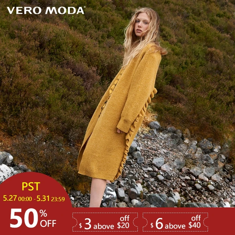 

Vero Moda 2019 New Ruffled Decoration Long Knit Cardigan Shrug | 318325502