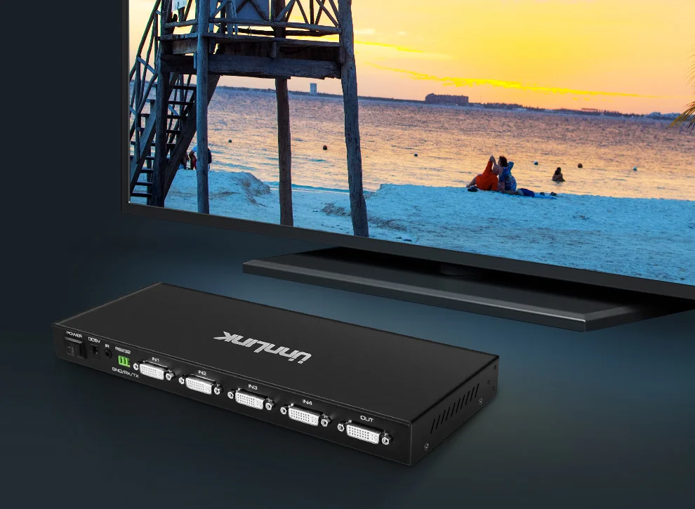 Unnlink переключатель DVI 4X1 4 Порты DVI 4 в 1 из UHD4K FHD1080P с ИК-пульт Управление коммутатор для проектора монитор компьютера хоста