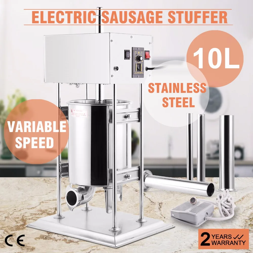 VEVOR 10L Electric Sausage Stuffer 2 Speed Stainless Steel Meat Filler Promotion