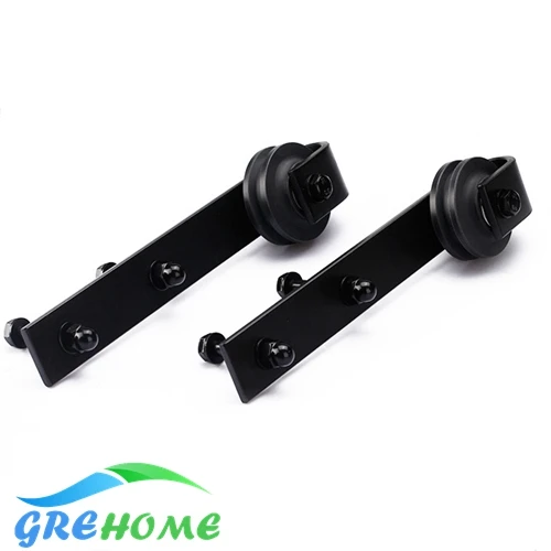 Preto rústico rolo deslizante hardware porta do celeiro de aço carbono