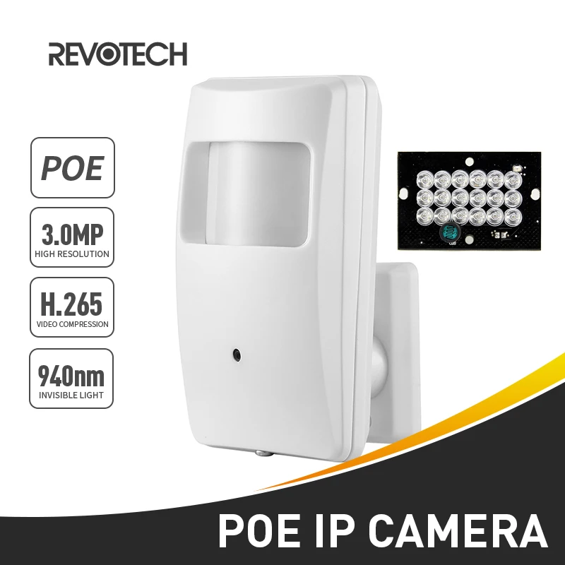 

POE 940nm Invisible IR 3MP PIR IP Camera H.265 1296P / 1080P 18 LED Night Vision 3.7mm Indoor Security ONVIF P2P CCTV Mini