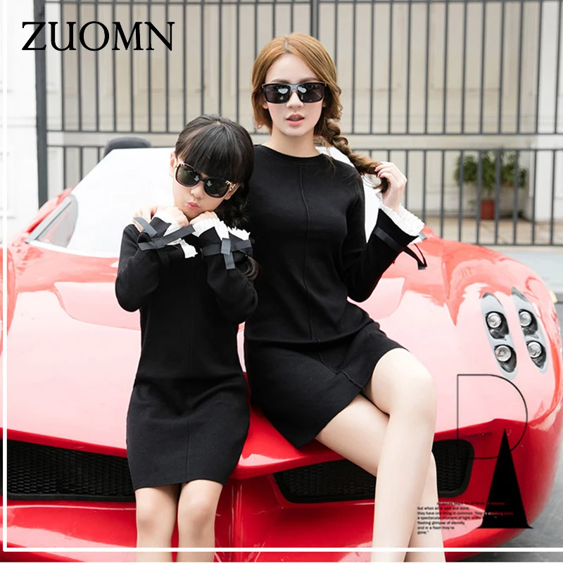 Korea Style Mother Daughter Dresses Black Family Look ...