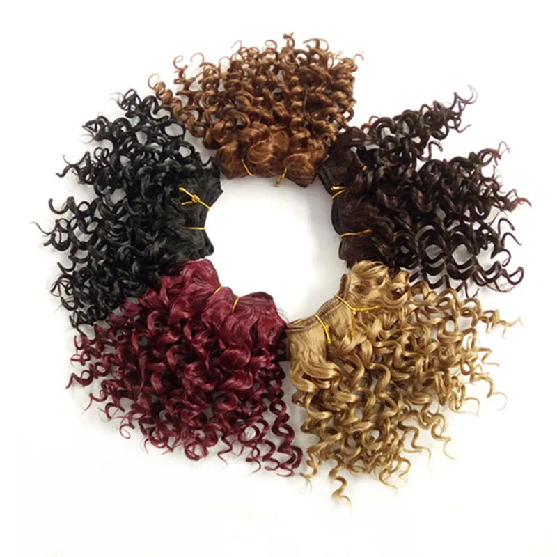 

Pervado Hair Piano Color Curly Hair Weft Extensions 3pc/set High Temperature Fiber Synthetic Short Weave Crochet Style