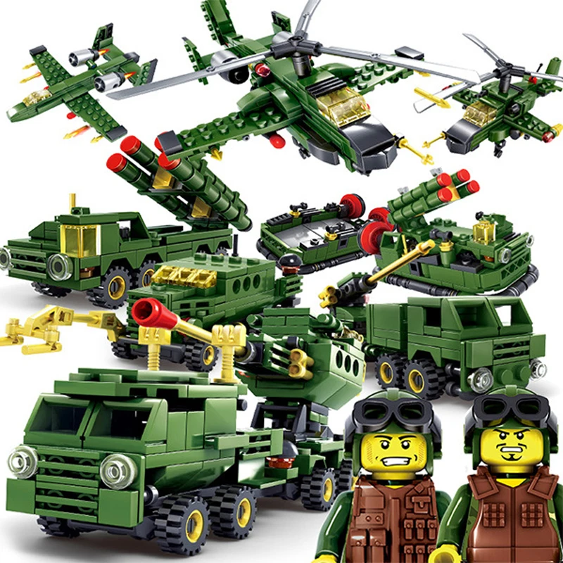 

6 In 1 Kazi Military Field Army Model Building Blocks Compatible City Assembling Block Educational Toys For Kids
