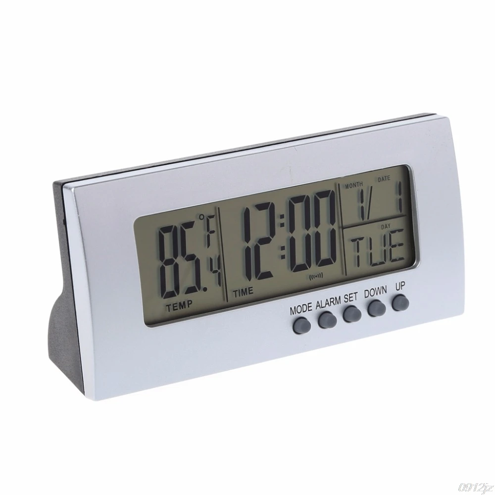 

LCD Thermometer Clock Indoor Electronic Digital Calendar Temperature Alarm Snooze Display Time Clock
