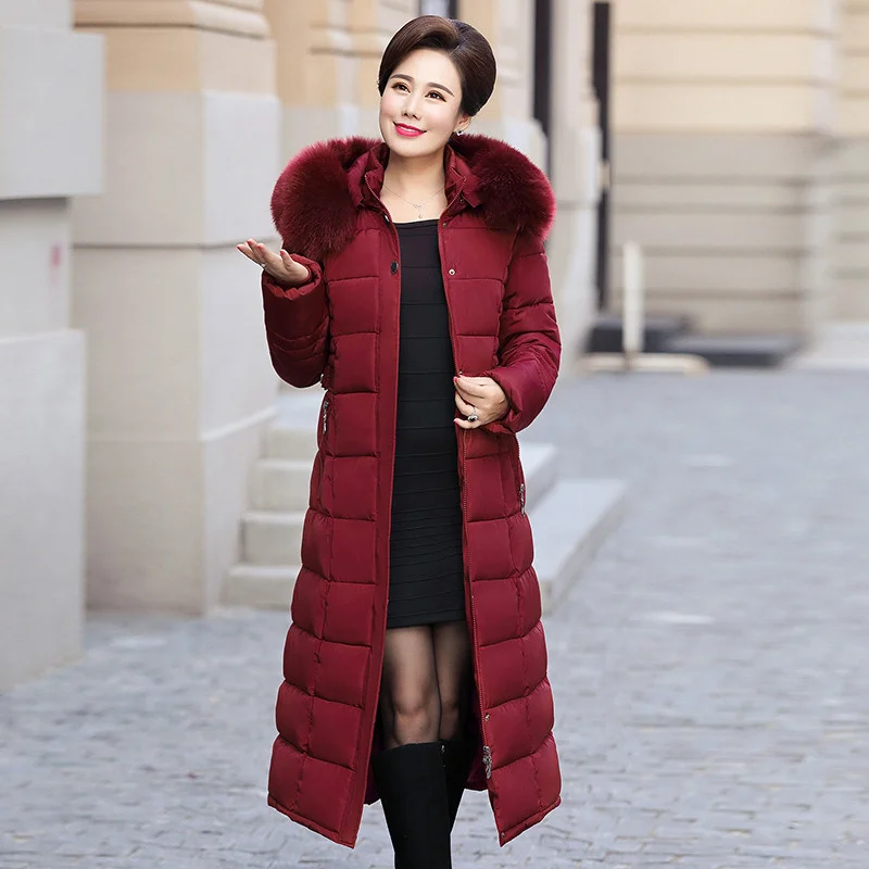 Smiao Plus Size 5XL Winter Jacket Women Female Black Coat 2018 Woman Parka Long Sleeve Hood Slim Keep Warm Big Fur Collar 4XL