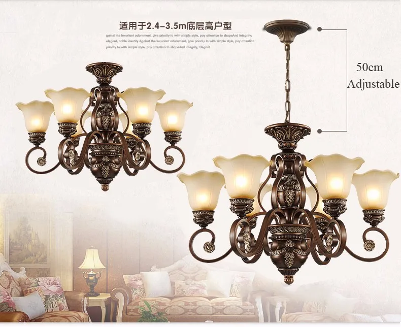 Роскошная люстра в европейском стиле из смолы, лампа для гостиной, лампа с цоколем E27, посылка, люстры para quarto