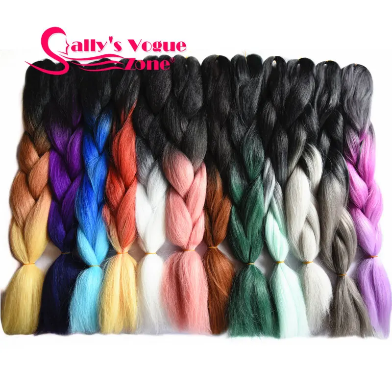 Ombre Synthetic Braiding Hair Kanekalon Halloween Mambo Twist Dreadlock Synthetic Hair Extension Jumbo Braids Hair Braiding