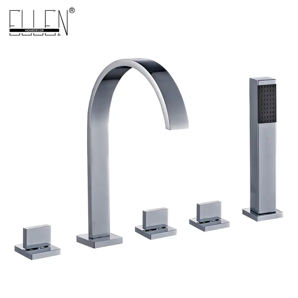 Bathtub Faucets 5 Pieces Mixer For Bath Tub Square 5 Hole Hot And