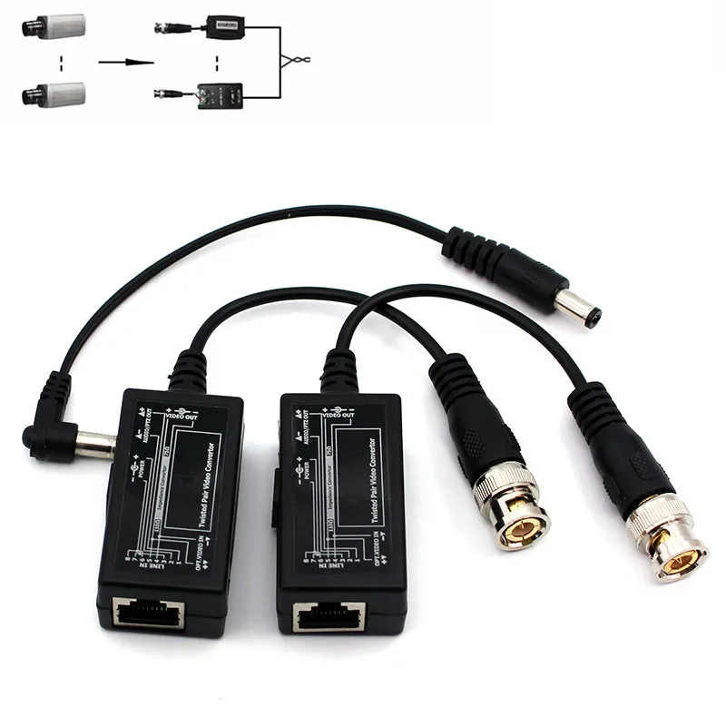 

2 Pcs RJ45 Video Balun UTP/CAT5 BNC Male To RJ45 Adapter Transceiver for CCTV Twisted-pair Multi-fuction Converter