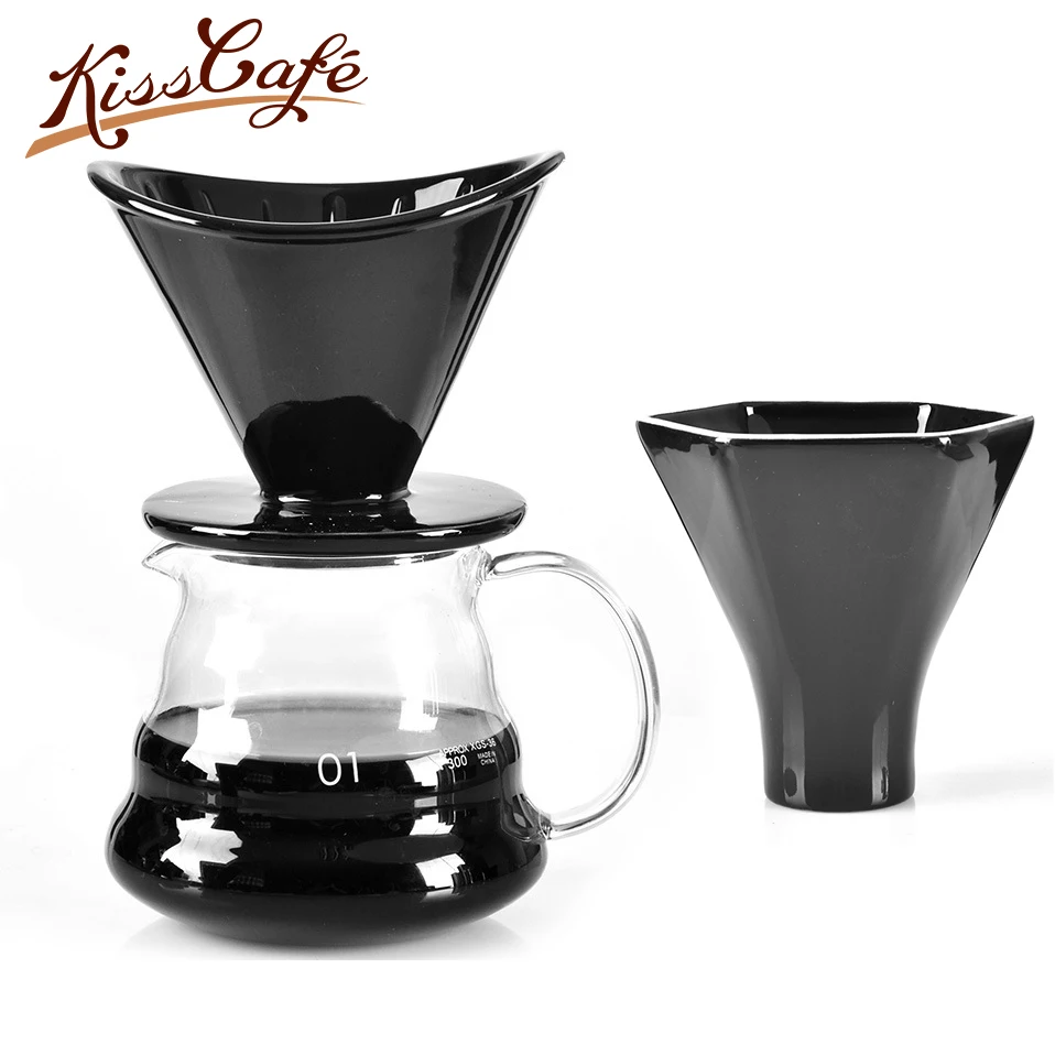 Черная Керамическая кофейная чашка эспрессо Кофейная чашка фильтр оригами фильтровальные чаши V60 Воронка капельные ручные фильтры для чашки аксессуары для кофе