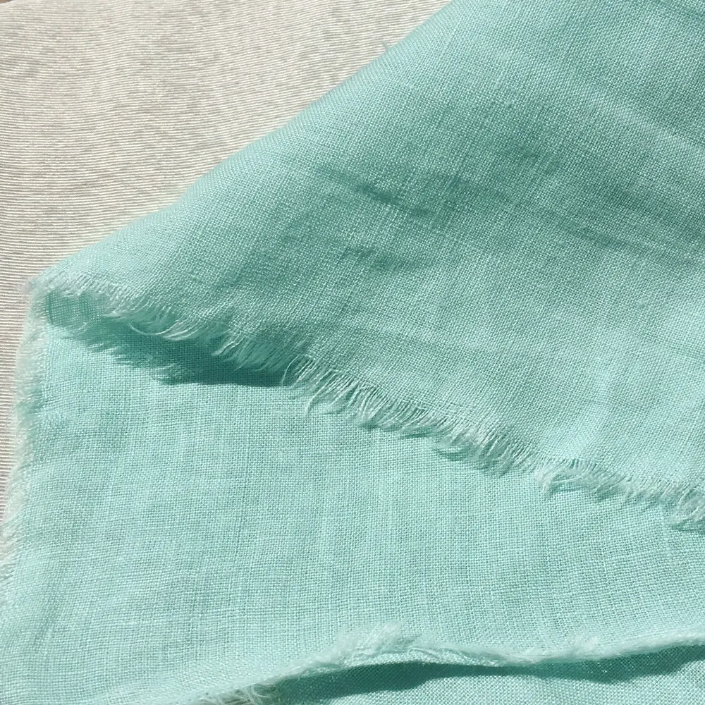 upholstery Fabric French Vintage Stonewashed Linen Aqua Blue Curtain//Craft