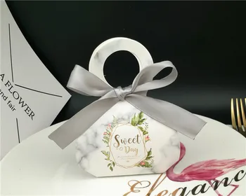 

New arrival handbag style wedding candy box marble sweet box