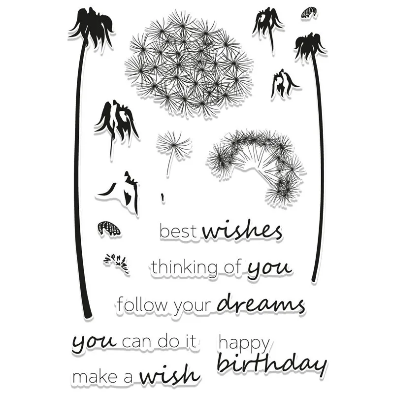 

Dandelion Swaying with The Wind Metal Cutting Dies and Clear Stamps Scrapbooking 2019 Die Cuts for Card Making Fustelle Craft